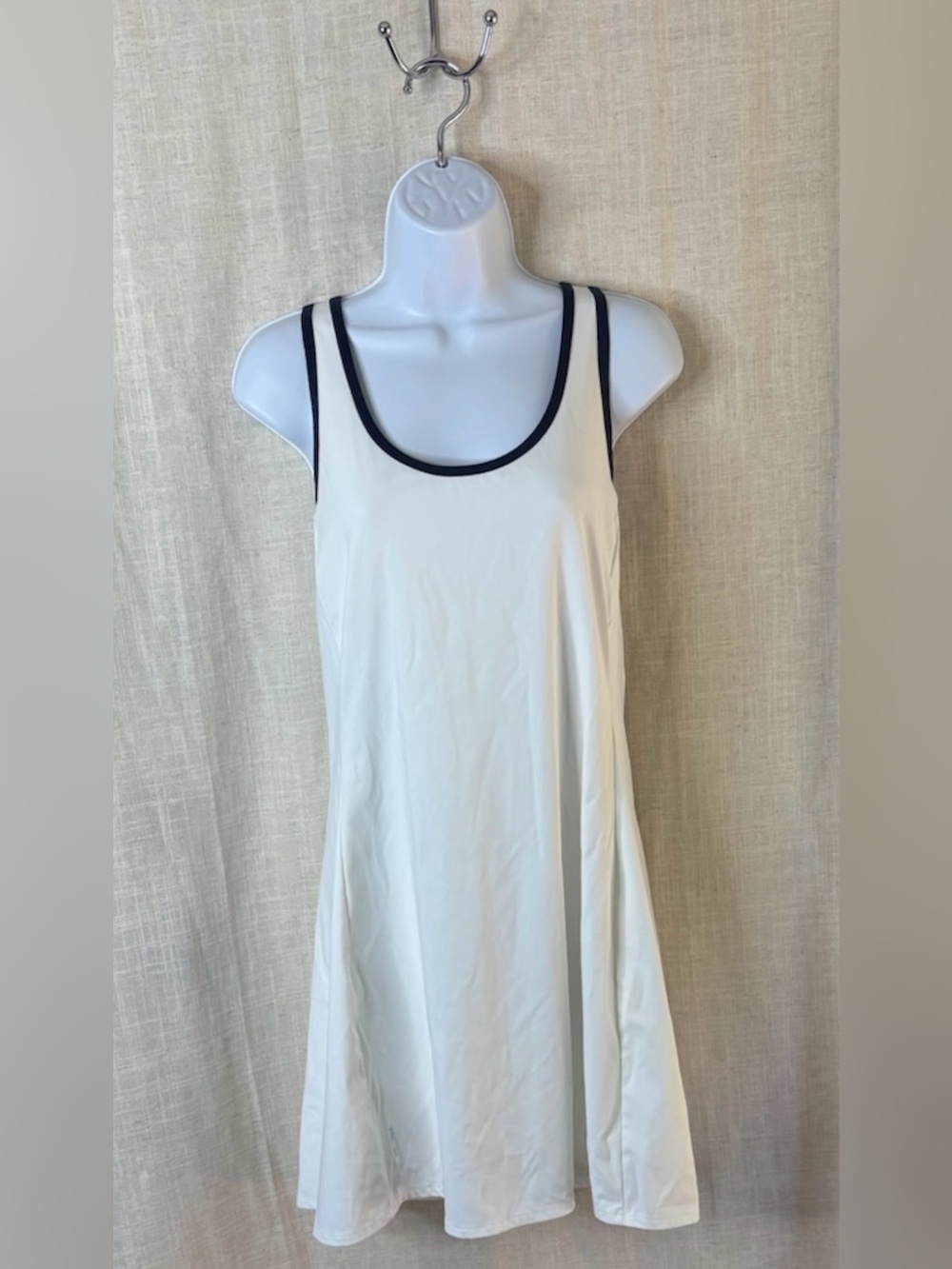 RLX Ralph Lauren White Black Tank Dress Scoop Neck Strappy Stretch Nylon M